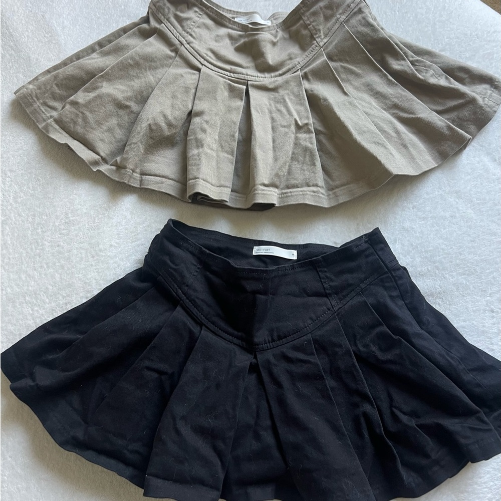 OAK + FORT Black and Tan Mini Skirt Duo